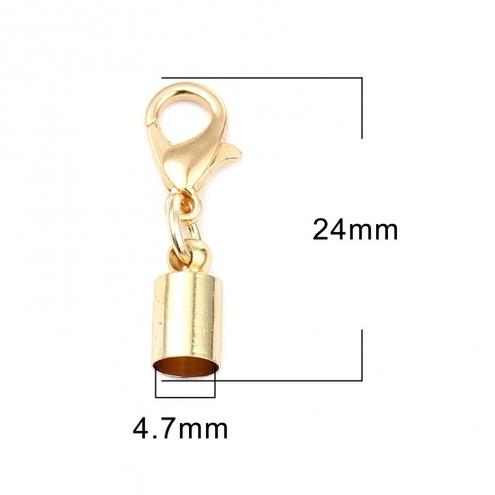 Picture of Zinc Based Alloy Cord End Caps Cylinder KC Gold Plated (Fits 5mm Cord) 24mm x 5mm, 30 PCs
