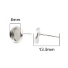 Picture of Zinc Based Alloy Cabochon Settings Ear Post Stud Earrings Findings Round Silver Tone (Fit 8mm Dia.) 10mm Dia., Post/ Wire Size: (21 gauge), 30 PCs