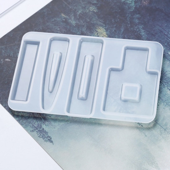 Immagine di Silicone Muffa della Resina per Gioielli Rendendo Geometrica Goccia Bianco 10.2cm x 6.5cm, 1 Pz