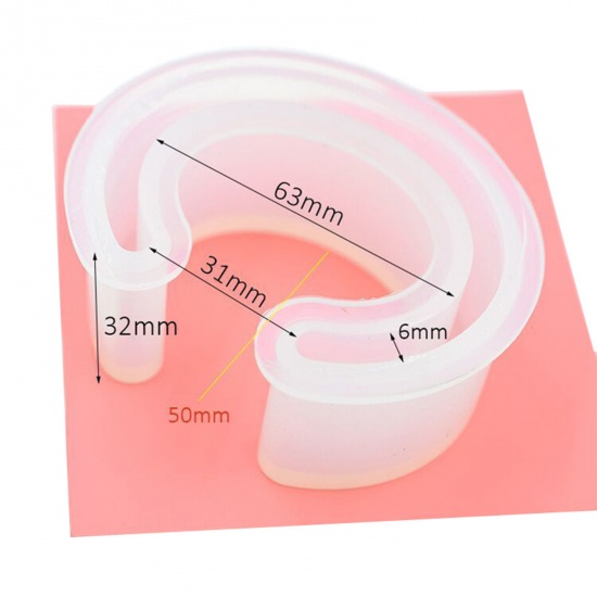 Picture of Silicone Resin Mold For Jewelry Making Bracelets C Shape White 1 Piece