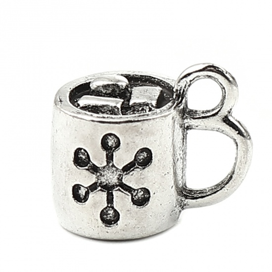 Picture of Zinc Based Alloy Christmas Charms Cup Antique Silver Color Snowflake 17mm x 14mm, 10 PCs