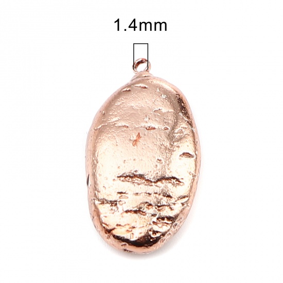 Immagine di 3 Pz Pietra & Ottone Ciondoli Oro Rosa Irregolare Placcatura 28x18mm - 19x11mm