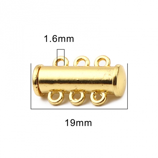 Immagine di Lega di Zinco Chiusura Magnetica Cilindrico Oro Placcato Possibile Aprire 19mm x 11mm, 5 Pz