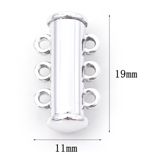 Immagine di Lega di Zinco Chiusura Magnetica Cilindrico Argento Placcato Possibile Aprire 19mm x 11mm, 5 Pz