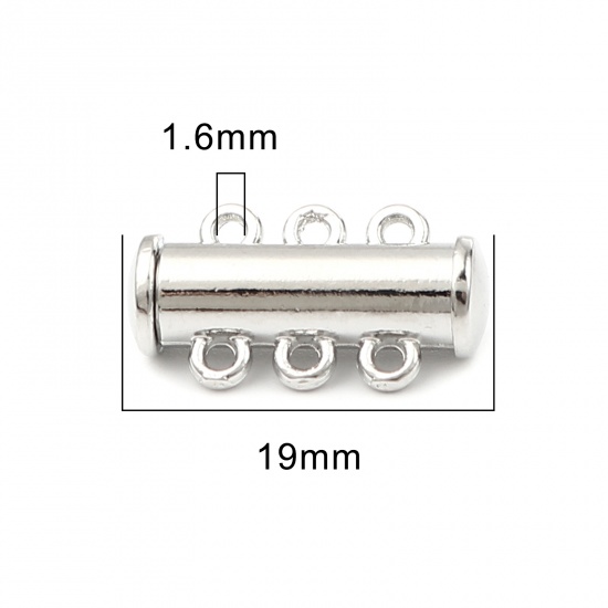 Immagine di Lega di Zinco Chiusura Magnetica Cilindrico Tono Argento Possibile Aprire 19mm x 11mm, 5 Pz