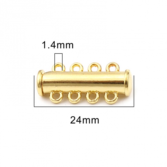 Immagine di Lega di Zinco Chiusura Magnetica Cilindrico Oro Placcato Possibile Aprire 24mm x 11mm, 5 Pz