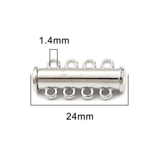 Immagine di Lega di Zinco Chiusura Magnetica Cilindrico Tono Argento Possibile Aprire 24mm x 11mm, 5 Pz