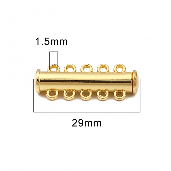 Immagine di Lega di Zinco Chiusura Magnetica Cilindrico Oro Placcato Possibile Aprire 29mm x 11mm, 5 Pz