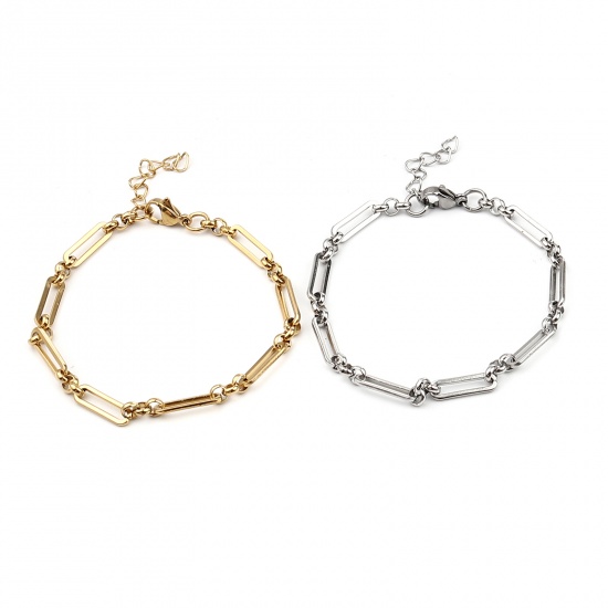 Picture of 304 Stainless Steel Stylish Bracelets Gold Plated Oval 18cm(7 1/8") long, 1 Piece