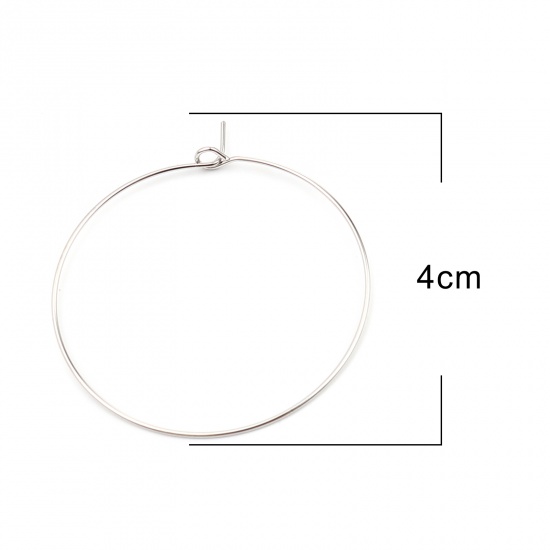 Immagine di Lega di Ferro orecchino cerchio Anello Tono Argento Diametro Filo: (21 misura), 50 Pz