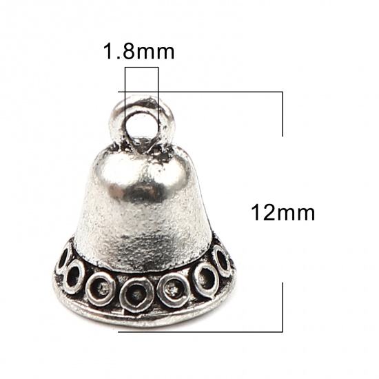 Picture of Zinc Based Alloy Charms Christmas Jingle Bell Antique Silver Color 12mm x 11mm, 20 PCs
