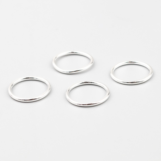 Picture of 1.5mm Zinc Based Alloy Closed Soldered Jump Rings Findings Round Silver Plated 19mm Dia, 100 PCs