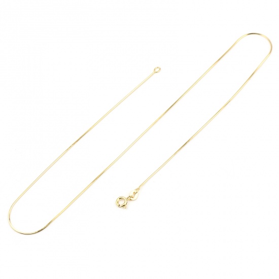 Picture of Sterling Silver Snake Chain Necklace Gold Plated 40.6cm long, Chain Size: 0.7mm, 1 Piece
