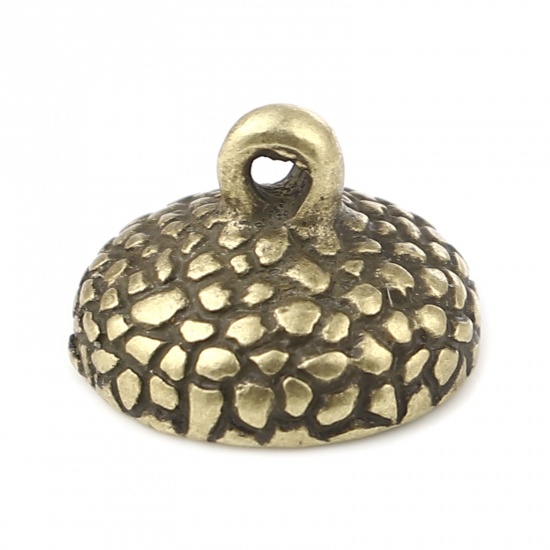 Picture of Zinc Based Alloy Beads Caps Round Antique Bronze (Fit Beads Size: 14mm Dia.) 15mm x 11mm, 10 PCs