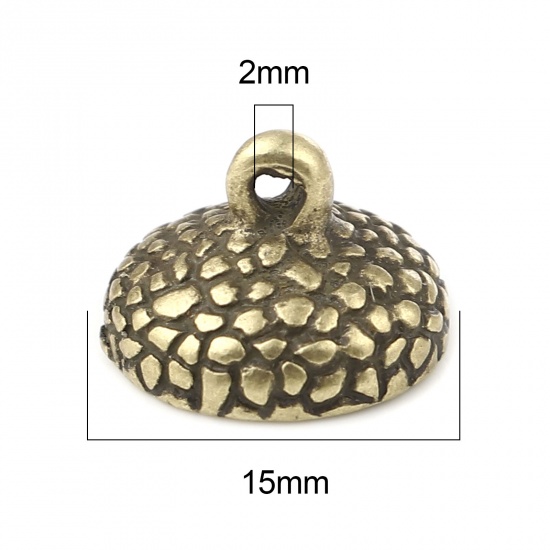 Immagine di Lega di Zinco Coppette Copriperla Tondo Bronzo Antico (Addetti 14mm Perline) 15mm x 11mm, 10 Pz