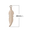 Picture of Zinc Based Alloy Charm Pendants Feather Light Golden 26mm(1") x 7mm( 2/8"), 20 PCs
