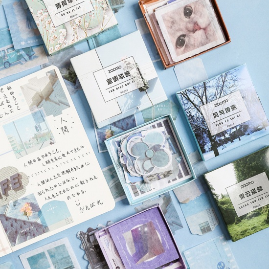 Immagine di Carta Giapponese DIY Decorazione Di Scrapbook Adesivi Menta Verde 8.5cm x 8.5cm, 1 Scatola (Circa 80 Pz/Pacchetto)