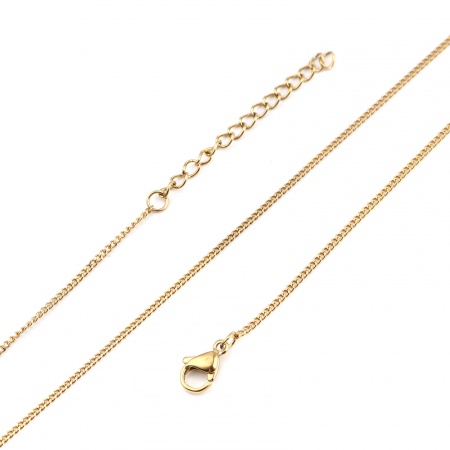 Picture of Wholesale Curb Link Chain Necklace, Gold Plated 304 Stainless Steel, Unisex Vacuum Plating Minimalist Gift Jewelry For Retailer, 45cm(17.7") long, Chain Size: 1.5mm, 1 Piece