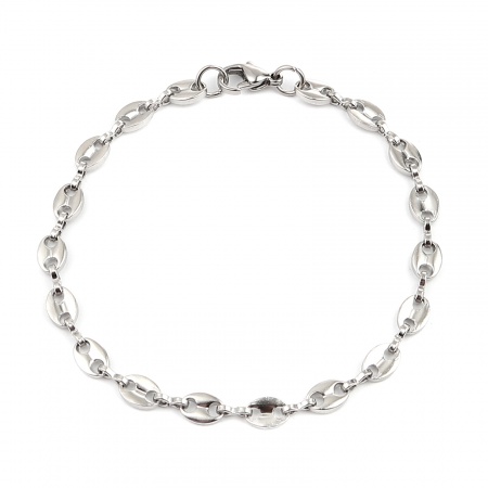 Bild von Großhandel Kaffeebohne 304 Edelstahl Schmuckkette Kette Fußketten, Silberfarbe Frauen Stilvoll Minimalistisch Geschenk Schmuckbedarf, 1 Strang