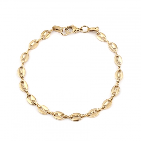 Bild von Großhandel Kaffeebohne 304 Edelstahl Schmuckkette Kette Fußketten, Vergoldet Vakuumbeschichtung, Frauen Stilvoll Minimalistisch Geschenk Schmuckbedarf, 1 Strang