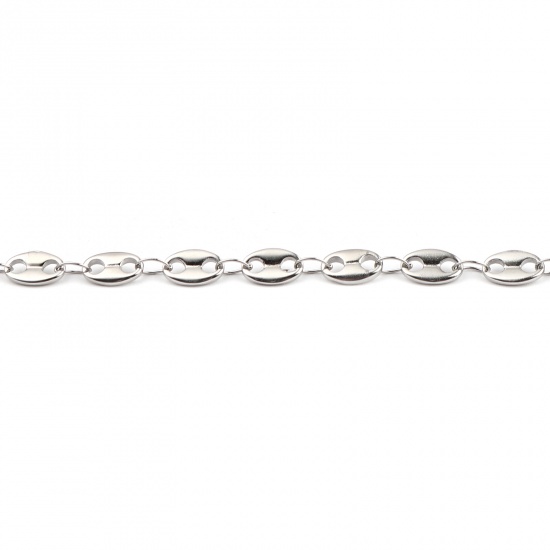 Picture of 304 Stainless Steel Stylish Bracelets Silver Tone Coffee Bean 18.5cm(7 2/8") long, 1 Piece