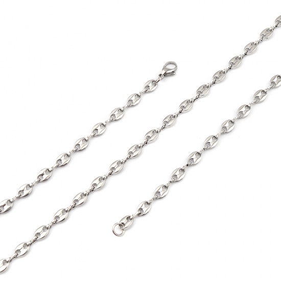 Image de Colliers en 304 Acier Inoxydable Grain de Café Argent Mat 60cm long, 1 Pièce