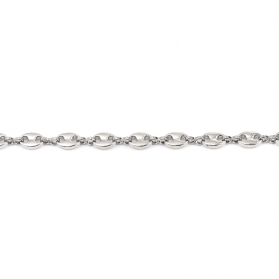 Image de Colliers en 304 Acier Inoxydable Grain de Café Argent Mat 60cm long, 1 Pièce