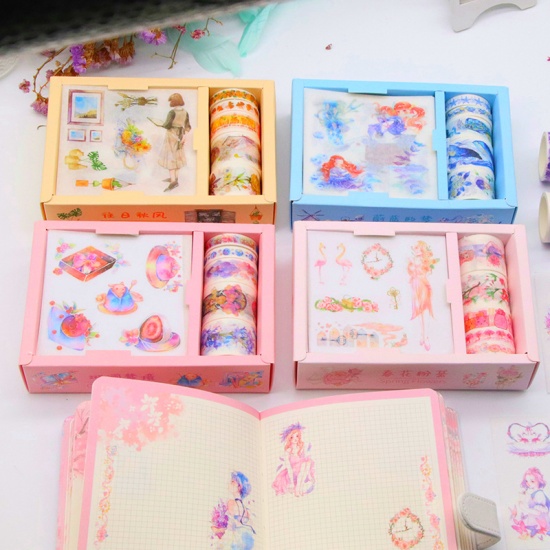 Immagine di Carta Giapponese Set di Adesivi per Nastro Decorazione Artigianale DIY Foglia Universo Pianeta Colore Viola 1 Scatola