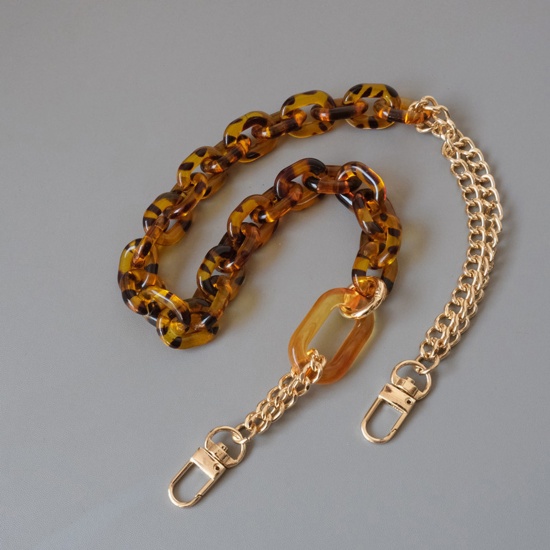 Picture of Zinc Based Alloy & Acrylic Purse Chain Strap Oval Amber 60cm long, 1 Piece