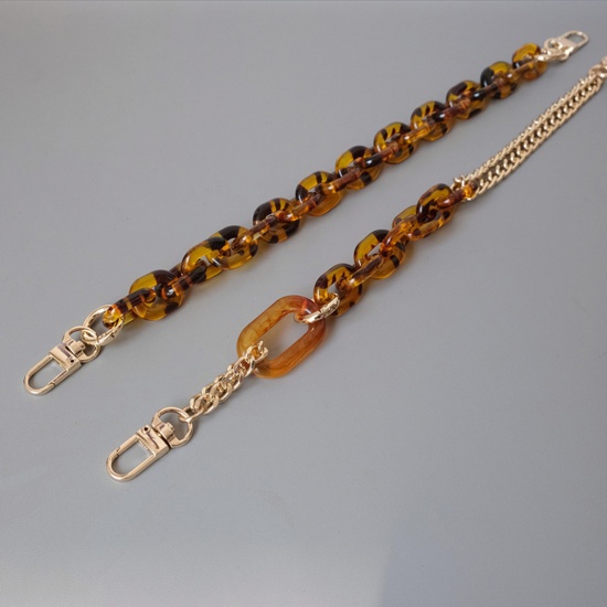 Picture of Zinc Based Alloy & Acrylic Purse Chain Strap Oval Amber 60cm long, 1 Piece