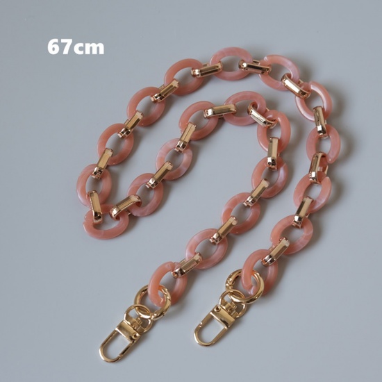 Picture of Zinc Based Alloy & Acrylic Purse Chain Strap Oval Pink 67cm long, 1 Piece