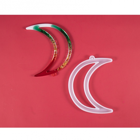 Immagine di Silicone Natale Muffa della Resina per Gioielli Rendendo Luna Bianco 18.3cm x 6.1cm, 1 Pz