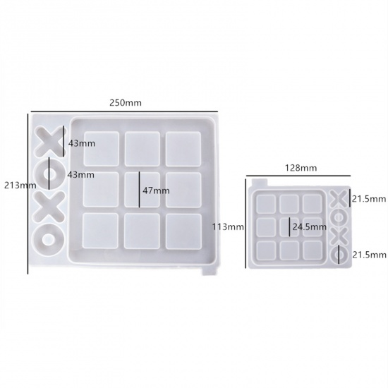 Immagine di Silicone Muffa della Resina per Gioielli Rendendo Rettangolo Ingraticciato Bianco 12.8cm x 11.3cm, 1 Pz