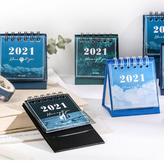 Immagine di Carta Calendario Luna Lettere " 2021 " Blu Scuro 6cm x 6cm, 1 Copia