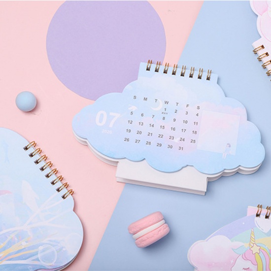 Bild von Papier 2021 Neujahr Tischkalender Cloud Girl Muster Pfirsichrosa 17,5 cm x 10,3 cm, 1 Stück