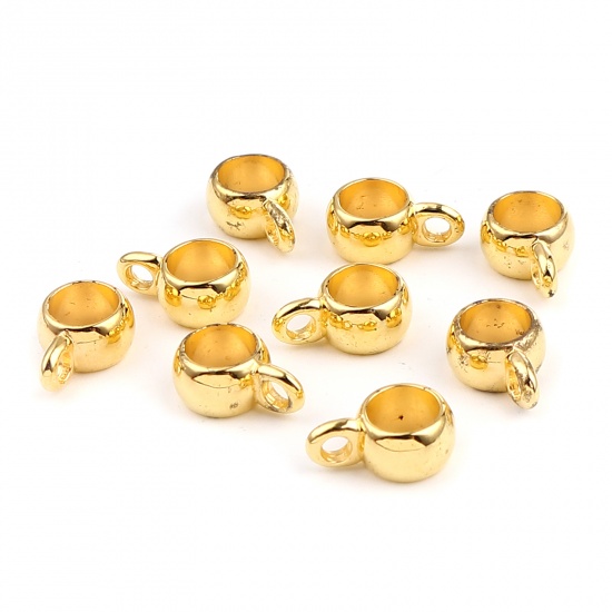 Picture of CCB Plastic Bail Beads Round Gold Plated Plating 12mm x 5mm, 1 Packet ( 50 PCs/Packet)