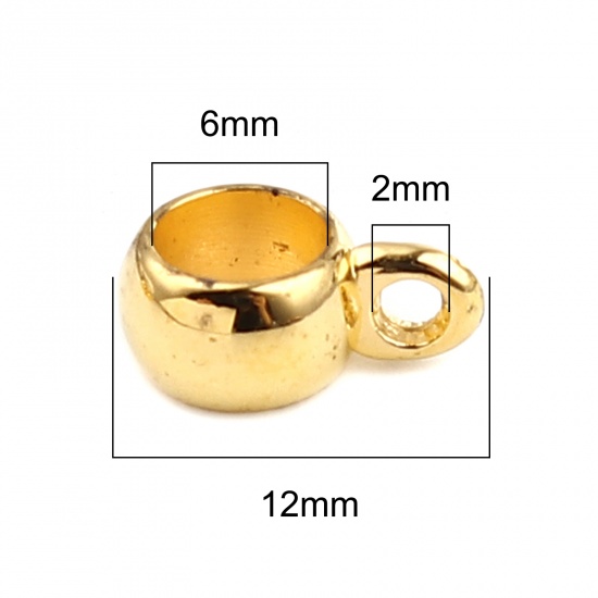 Picture of CCB Plastic Bail Beads Round Gold Plated Plating 12mm x 5mm, 1 Packet ( 50 PCs/Packet)