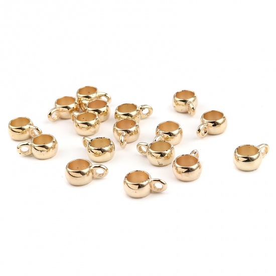 Picture of CCB Plastic Bail Beads Round KC Gold Plated Plating 12mm x 5mm, 1 Packet ( 50 PCs/Packet)