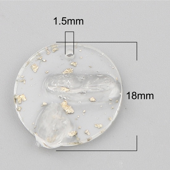Picture of Resin Charms Round Stone White Foil 18mm Dia. 10 PCs