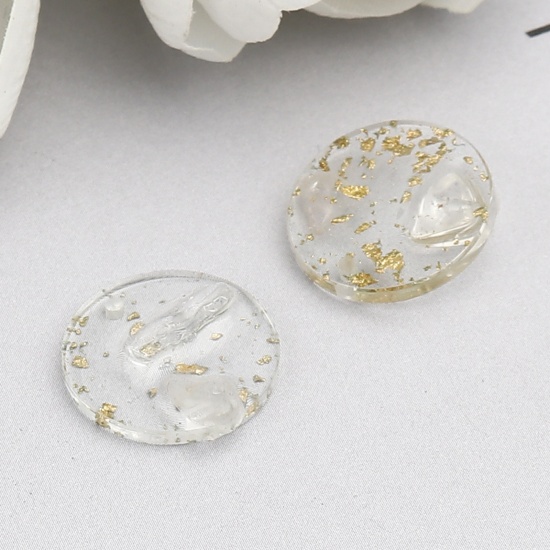Picture of Resin Charms Round Stone White Foil 18mm Dia. 10 PCs