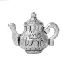 Immagine di Lega di Zinco Charm Ciondoli Teiera Argento Antico Lettere Scolpito " tea time " 16mm x 13mm , 30 Pz