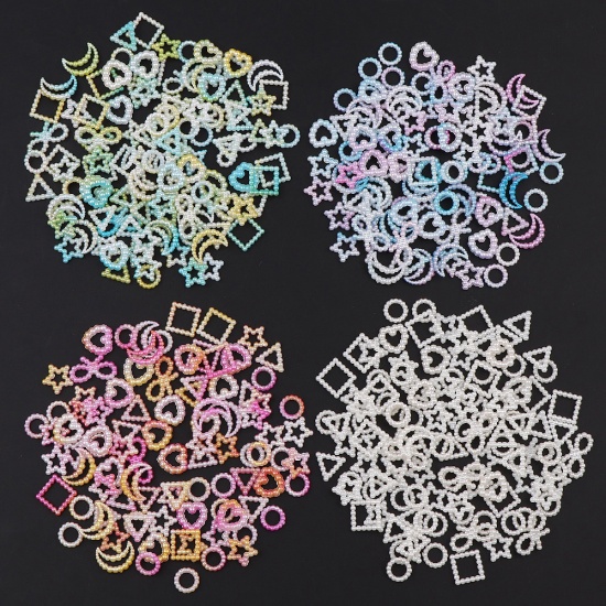 Picture of ABS Resin Jewelry Craft Filling Material At Random Color Mixed Geometric Pentagram Star Imitation Pearl 1 Packet ( 180 PCs/Packet)