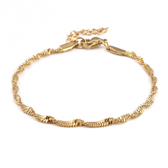 Picture of 304 Stainless Steel Stylish Bracelets Gold Plated 17cm(6 6/8") long, 1 Piece
