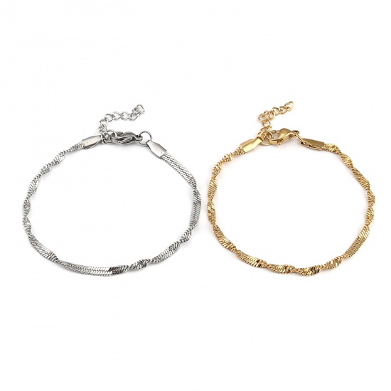 Picture of 304 Stainless Steel Stylish Bracelets Gold Plated 17cm(6 6/8") long, 1 Piece