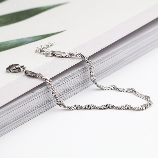 Picture of 304 Stainless Steel Stylish Bracelets Silver Tone 17cm(6 6/8") long, 1 Piece