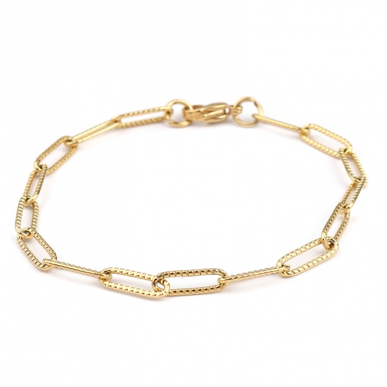 Picture of 304 Stainless Steel Stylish Bracelets Gold Plated 19cm(7 4/8") long, 1 Piece