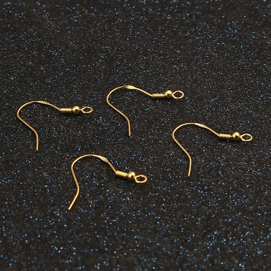 Immagine di Argento Sterling Ganci per Orecchini Accessori Molla Oro Placcato W/ Loop 19mm x 18mm, Post / Filo Dimensione 0.55mm, 1 Grammo (Circa 7-8 Pz)