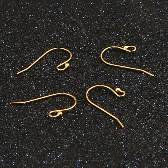 Picture of Sterling Silver Ear Wire Hooks Earring Findings Findings Gold Plated 20mm x 13mm, Post/ Wire Size: (22 gauge), 1 Gram (Approx 7-8 PCs)