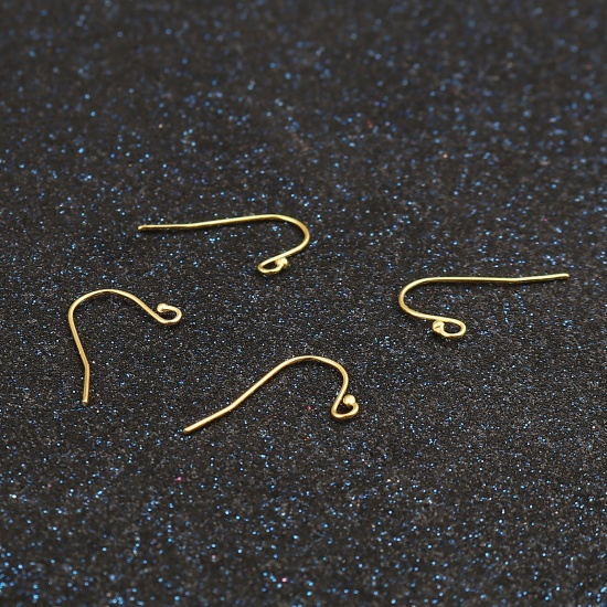 Picture of Sterling Silver Ear Wire Hooks Earring Findings Findings Gold Plated W/ Loop 21mm x 13mm, Post/ Wire Size: (21 gauge), 1 Gram (Approx 5-6 PCs)