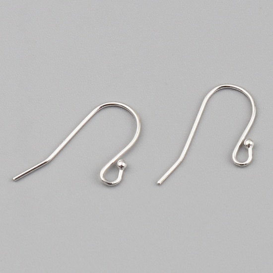 Picture of Sterling Silver Ear Wire Hooks Earring Findings Multicolor W/ Loop